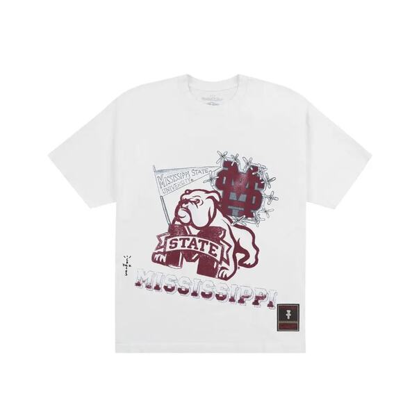 Cactus Jack Travis Scott x Mitchell & Ness Mississippi State University Tee*NEW - Picture 1 of 8